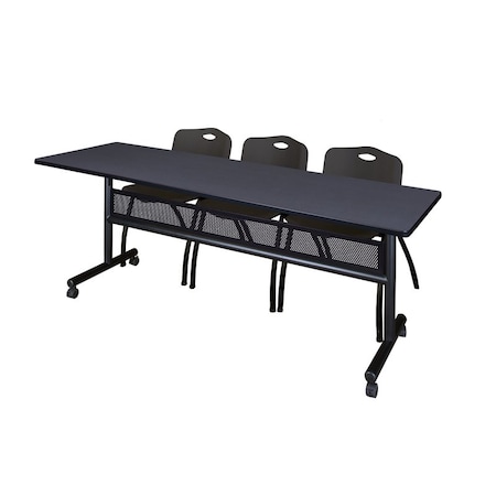 Kobe Rectangle FlipTop Table, 84" W, 29" H, Laminate Top, Gray MKFTM8424GY47BK
